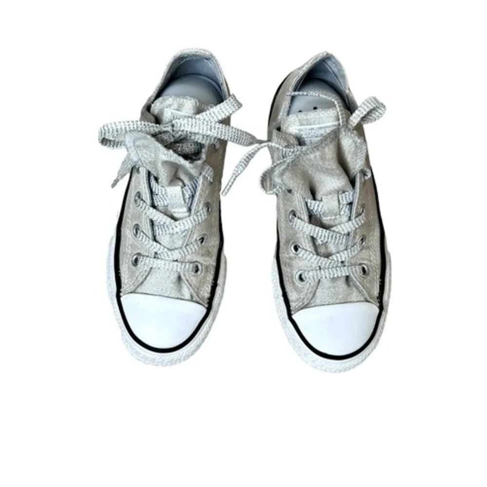 Converse All Stars CT OX Low Top Sneaker Double Tongue Silver Junior 1 Metallic